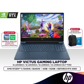 HP Victus 16-s0040/38AX/s1084/85AX 16.1" FHD Gaming Laptop (AMD Ryzen™ 5 7640HS / 8645HS | 16GB | 512GB SSD | RTX 4050)