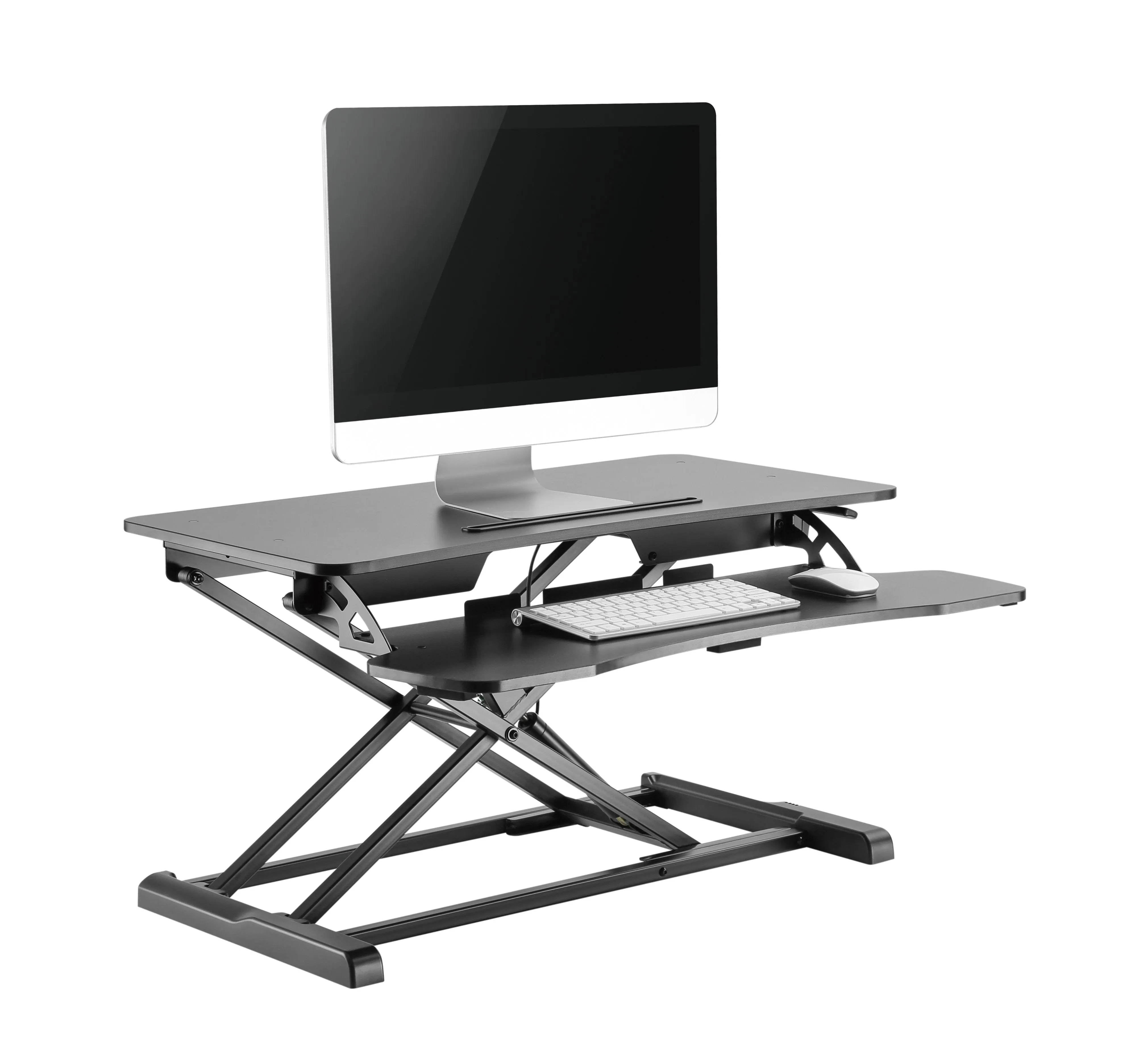 Instant  Standing Desk Sit-Stand Desk Converter for Laptop, 1 or 2 Desktop, Stepless Any height  lock Height Adjustable, Ergonomic, Gas Spring Arm, Free Standing, Easy Installation (RTE)