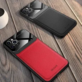 iPhone 11 Pro Max Sleek Slim Leather Glass Case