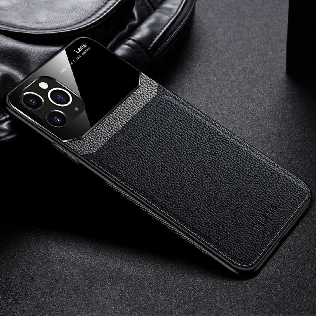 iPhone 11 Pro Max Sleek Slim Leather Glass Case