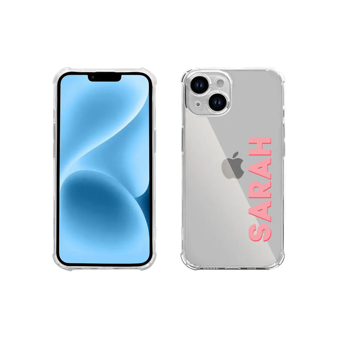 iPhone 15 Mobile Case with Camera Protection - Transparent Cover with Name