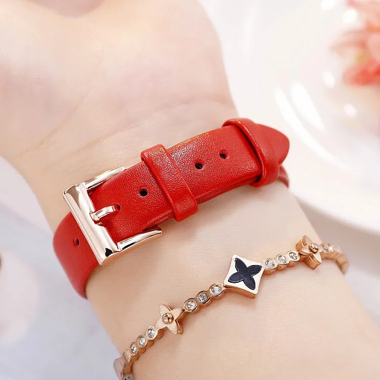 Irregular Mirror Leather Strap Women's Watch