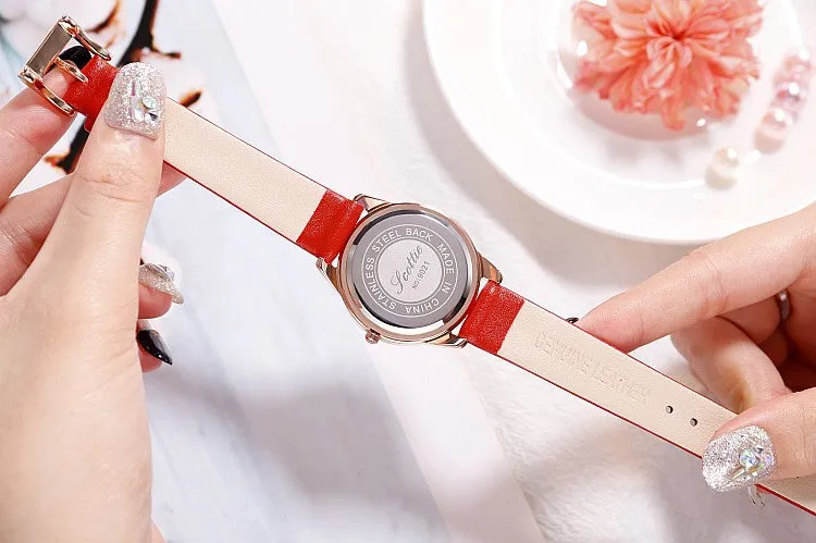 Irregular Mirror Leather Strap Women's Watch