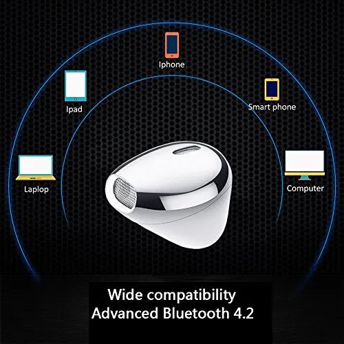 Joytime Wireless Bluetooth Earbud, V4.2 Mini In-Ear Bluetooth headset with Charging Box, Mic Bluetooth Earpiece Compatible with iPhone X/8/7/7P, Huawei, Samsung, and Android - Suitable For Any Ear