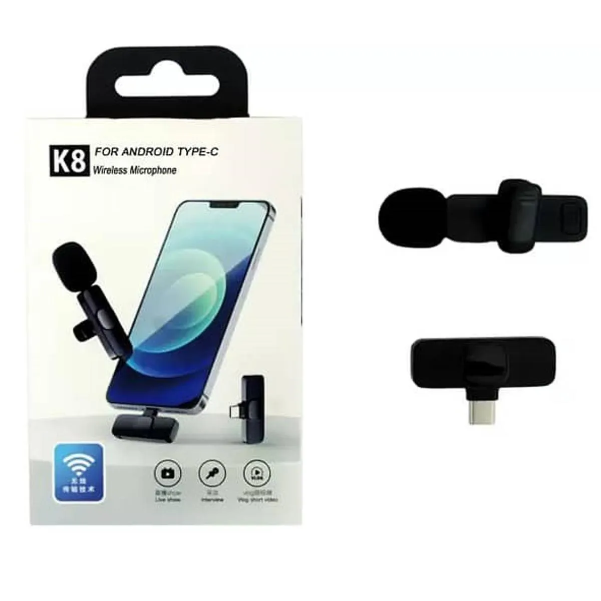 K8 Collar Wireless Microphone Android & Type C Supported