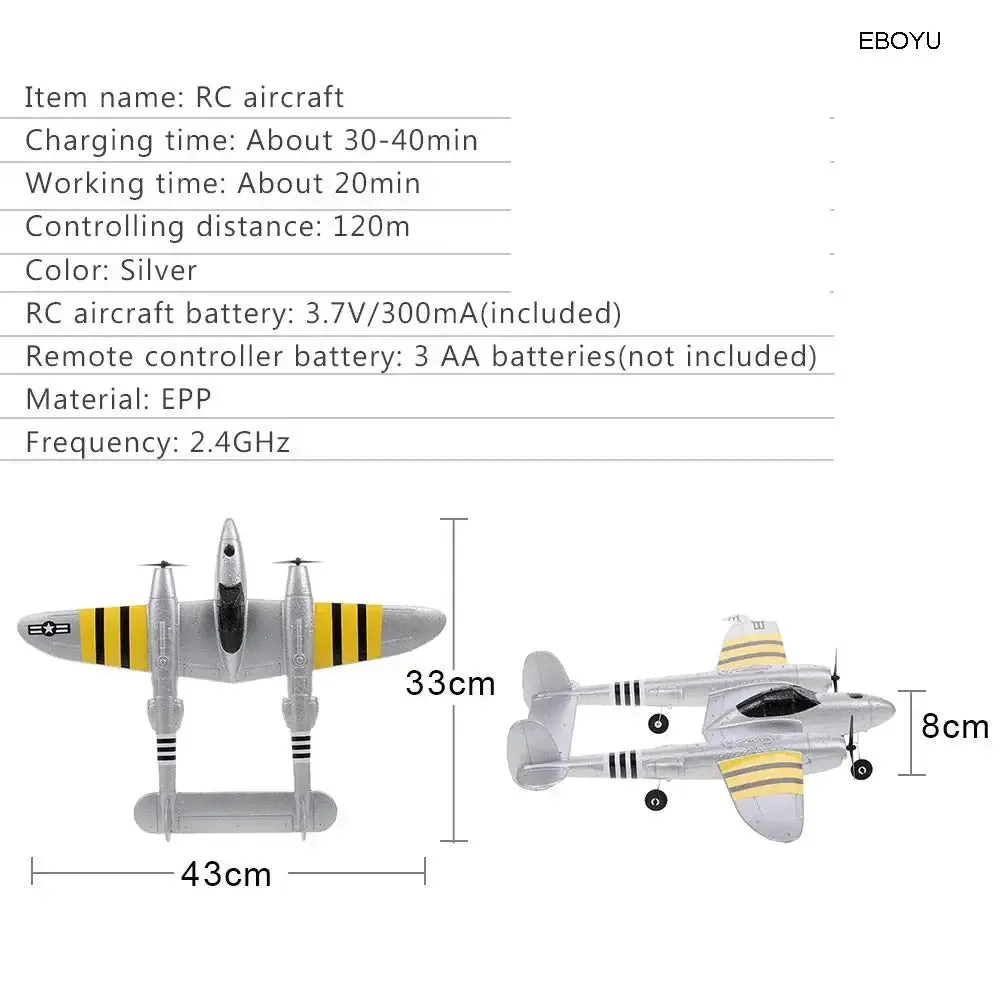 Kids FX-816 P38 RC Airplane 2.4GHz RC Plane Toy