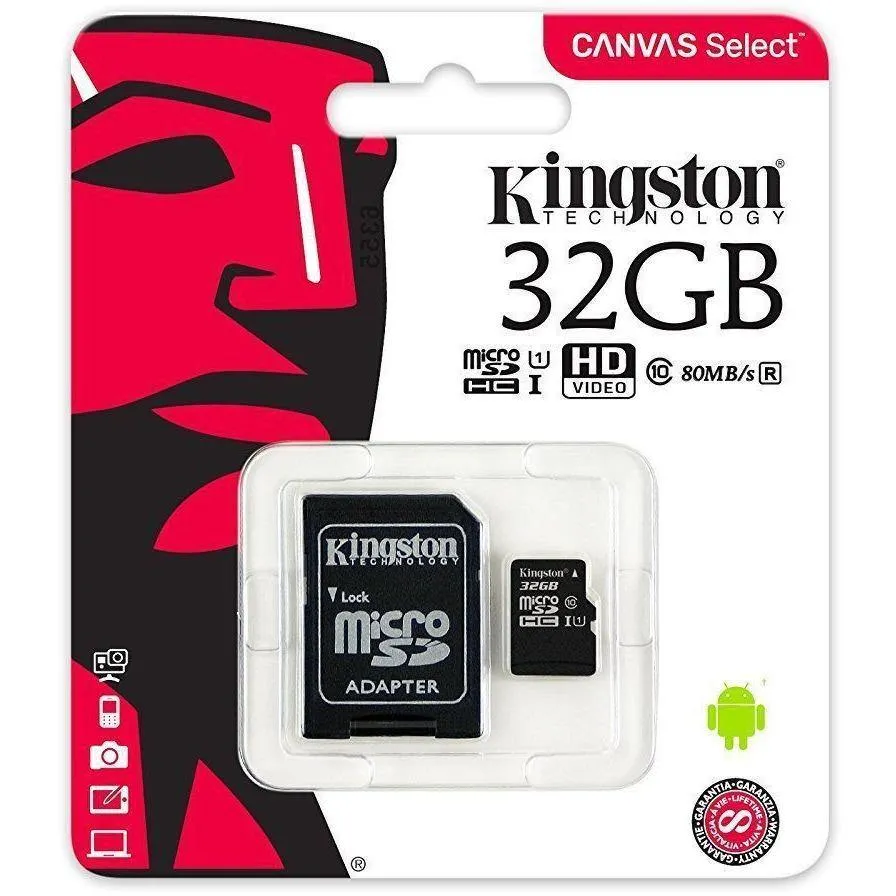 Kingston Micro SD Memory Cards plus free adaptor