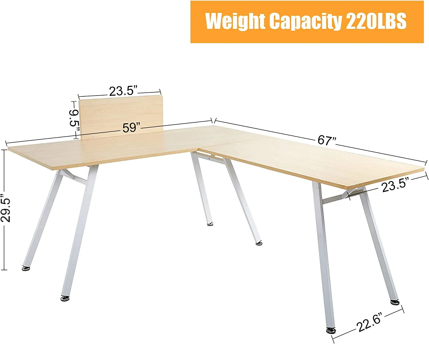 L Shaped Desk, 67"x 59" Corner Computer Desk PC Laptop Study Writing Table Workstation Gaming Table