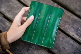 Leather Triple Fountain Pen Case / Pen Pouch - Green