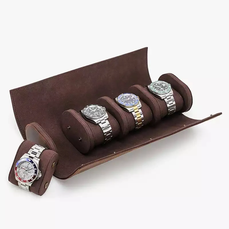 Leather Watch Roll Case for 4 Watches - Free Monogram