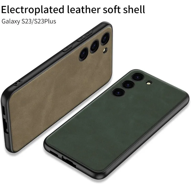 Luxury Electroplated Leather Soft Shell Ultra Thin Skin Phone Case For Samsung S24 S23