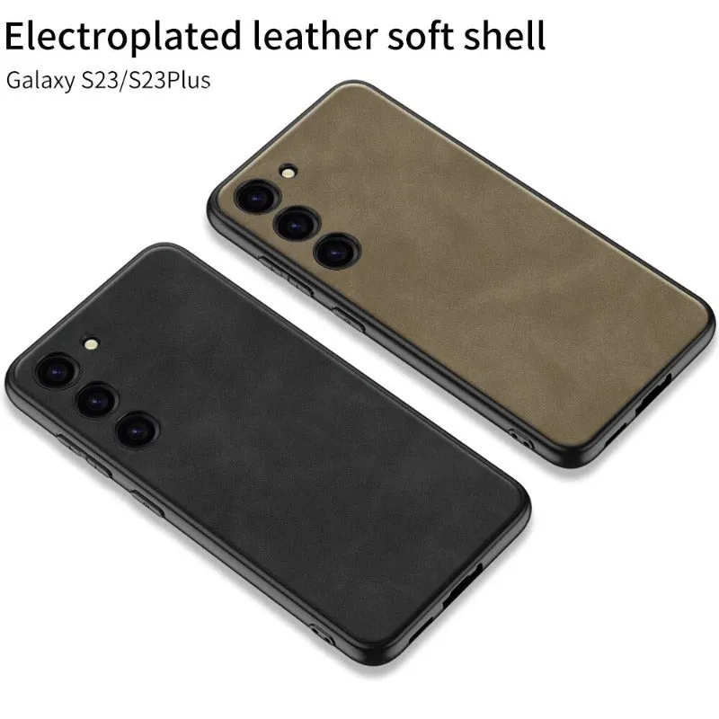 Luxury Electroplated Leather Soft Shell Ultra Thin Skin Phone Case For Samsung S24 S23