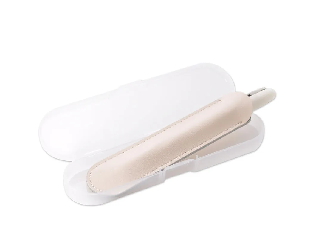 Luxury Leather Single Pen Holder with Transparent Case - White