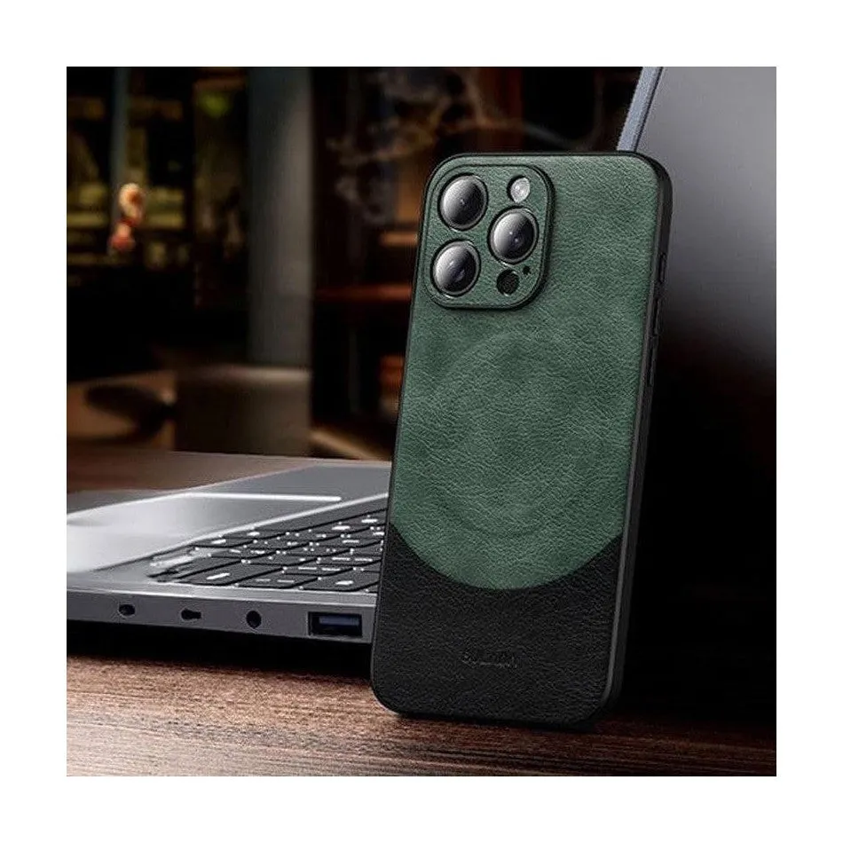 MagSafe Magnetic Leather Back Case for iPhone 14 Pro - Green