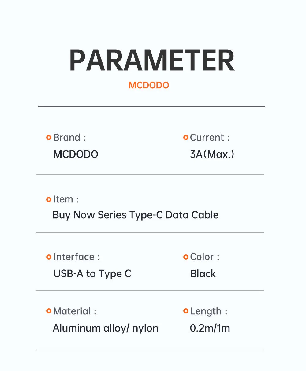 Mcdodo CA-227 | USB to Type-C Mobile Cable | Fast Charge PD