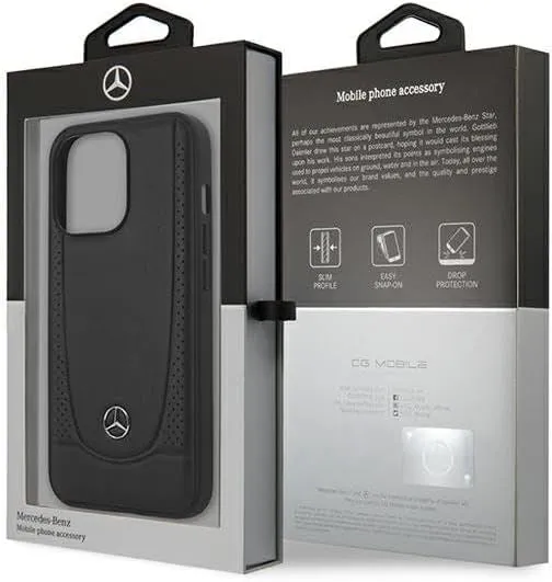 Mercedes Leather Urban Hard Case for iphone 15 Pro 6.1" Black - MEHCP15LARMBK