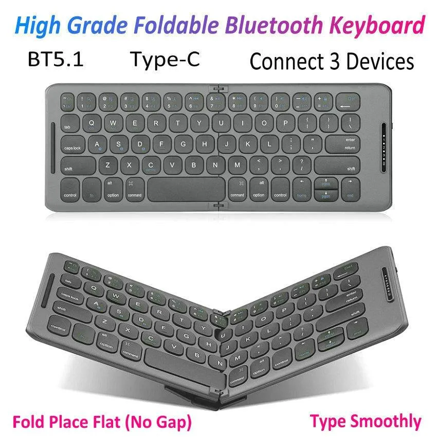 Mini Folding Bluetooth 5.1 Keyboard: Great for working on the move. For Windows, Android, iOS and Mac