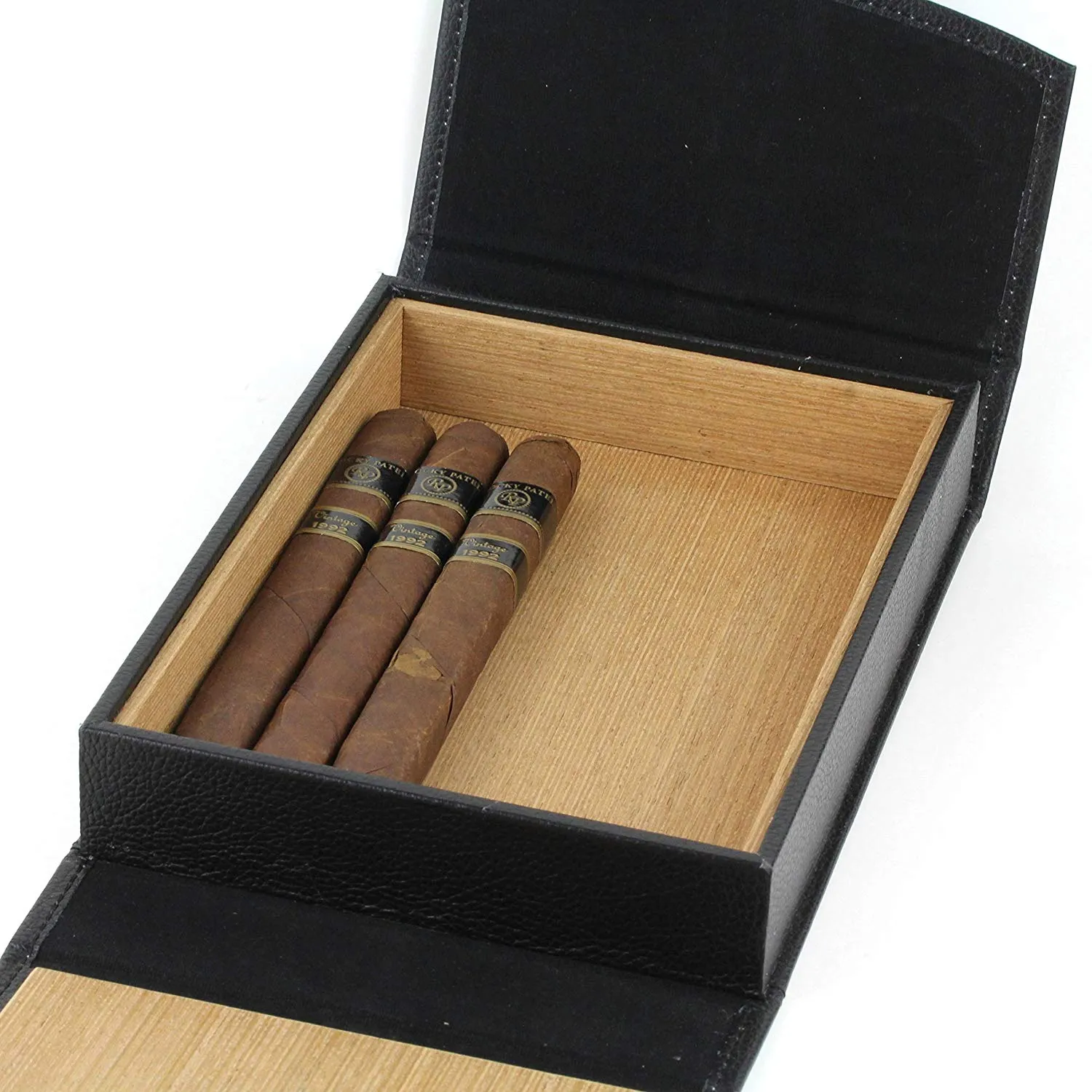 Mrs. Brog Elegant Full Grain Leather Cigar Humidor Travel Case - Black