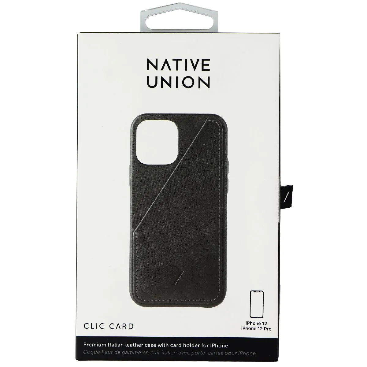 Native Union Clic Genuine Leather Card Case for iPhone 12 and 12 Pro - Black