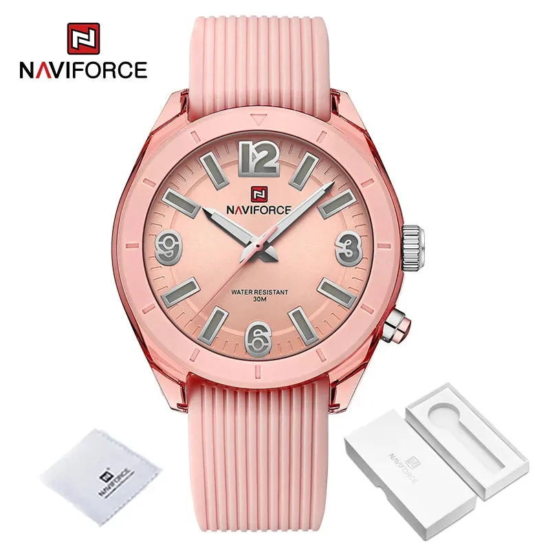 NAVIFORCE New Fashionable Ladies Quartz Wrist Watch Silicone Strap Waterproof