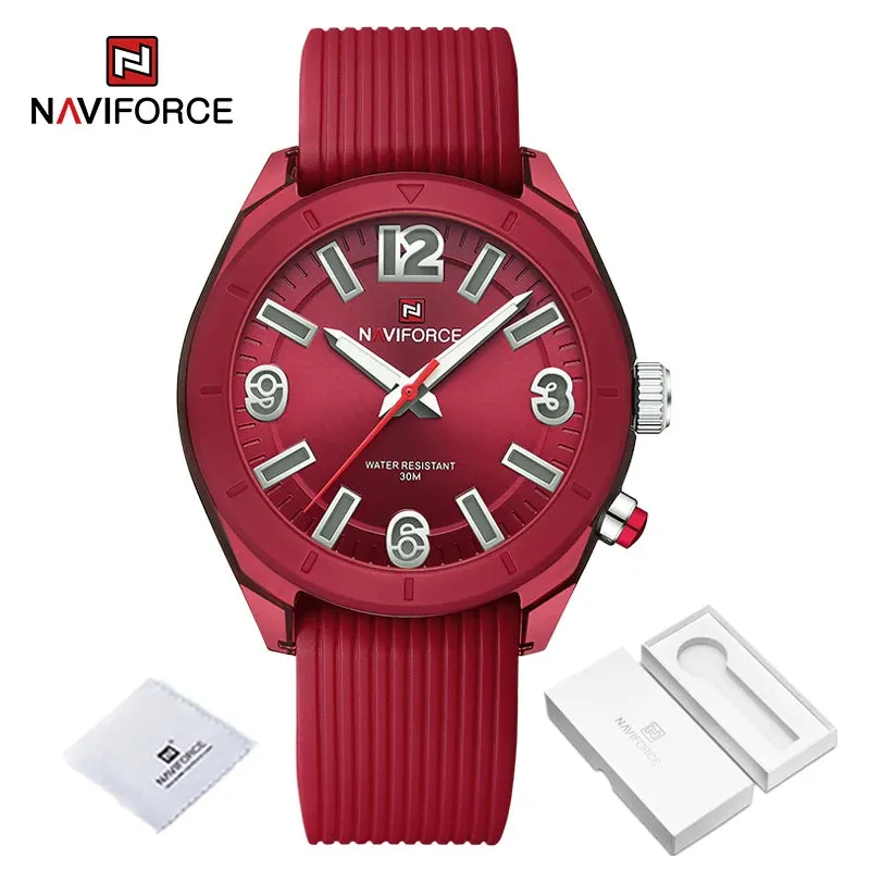 NAVIFORCE New Fashionable Ladies Quartz Wrist Watch Silicone Strap Waterproof