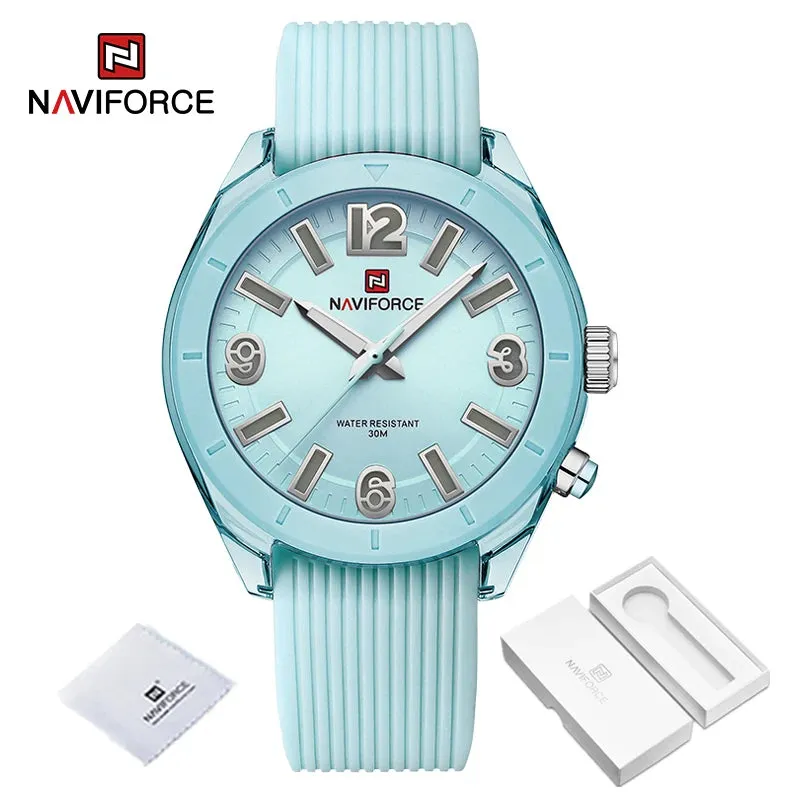 NAVIFORCE New Fashionable Ladies Quartz Wrist Watch Silicone Strap Waterproof