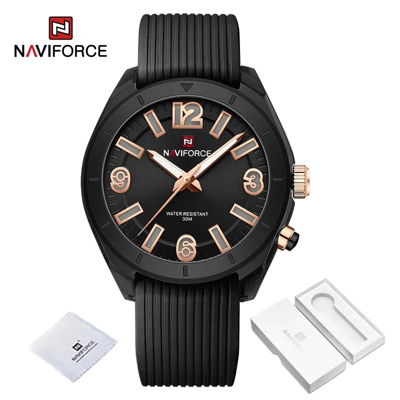 NAVIFORCE New Fashionable Ladies Quartz Wrist Watch Silicone Strap Waterproof