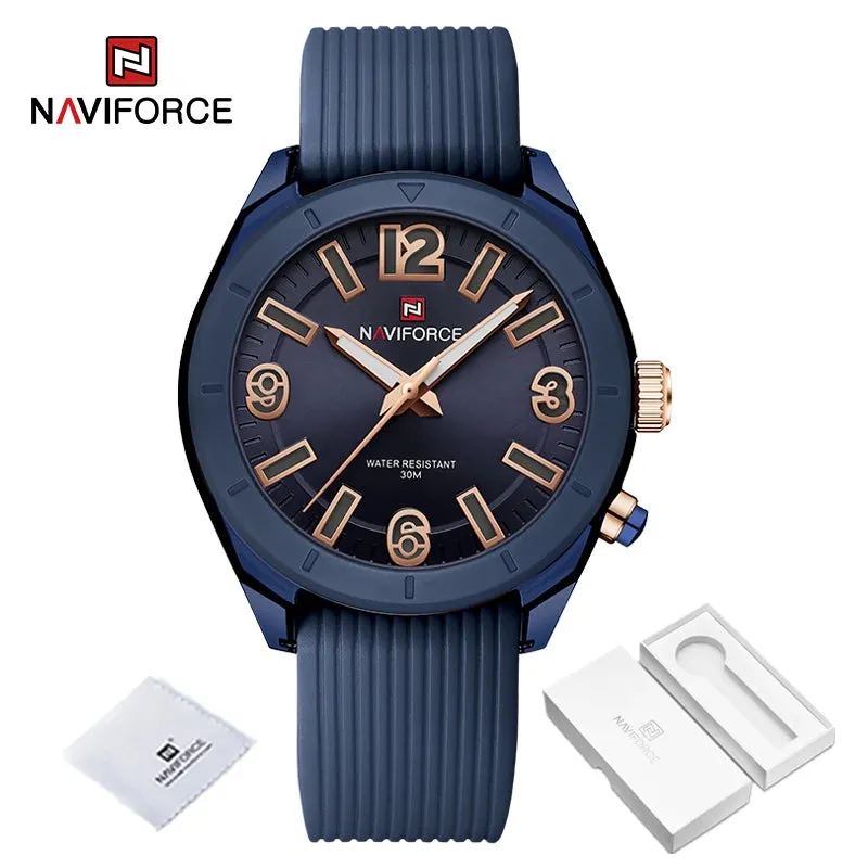 NAVIFORCE New Fashionable Ladies Quartz Wrist Watch Silicone Strap Waterproof