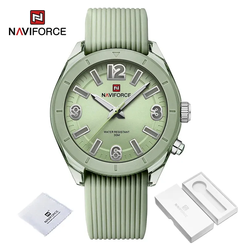 NAVIFORCE New Fashionable Ladies Quartz Wrist Watch Silicone Strap Waterproof