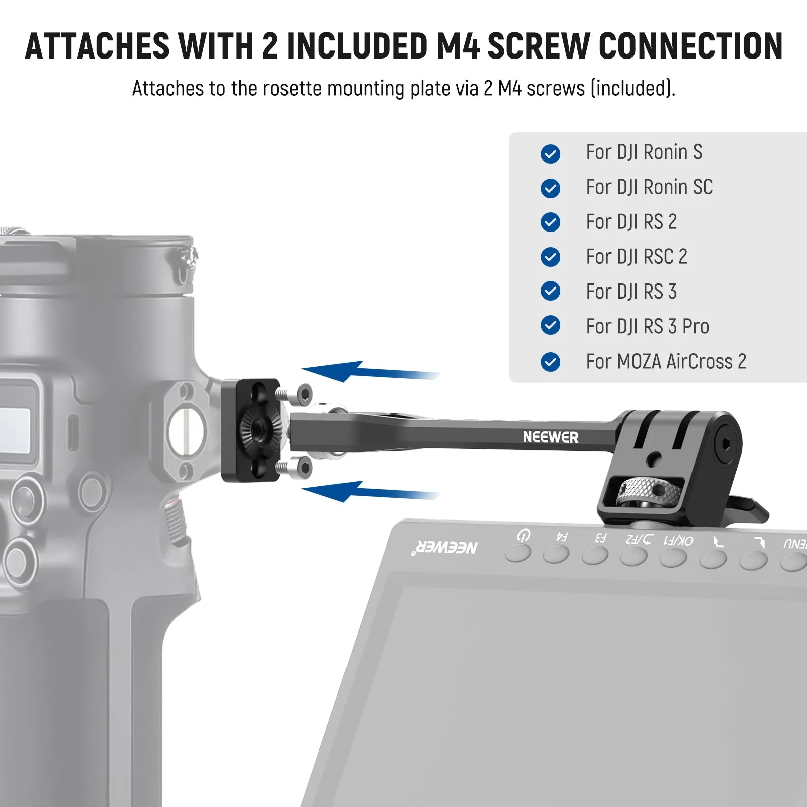 NEEWER GA005 Adjustable Field Monitor Mount for Gimbal Stabilizer