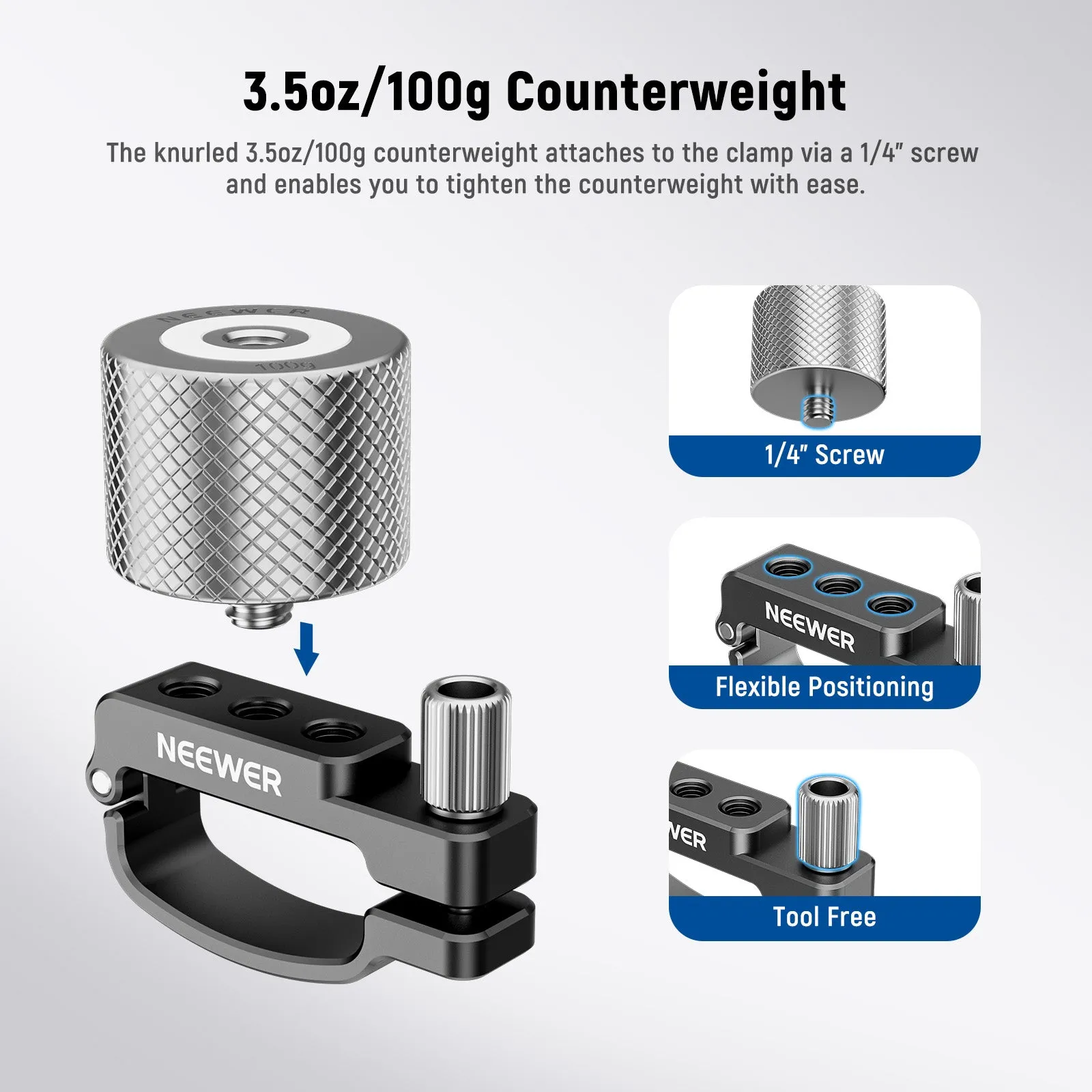 NEEWER GA008 Side Arm 100g Counterweight Clamp Only For DJI RS 2