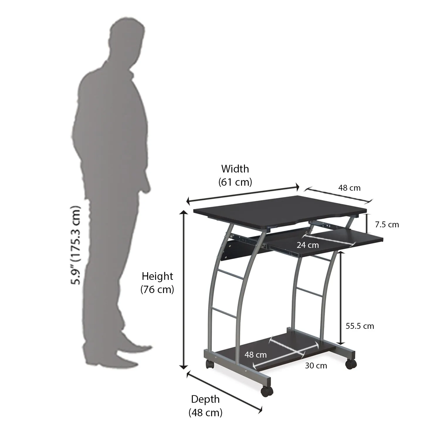 Nilkamal Leo Computer Table (Black / Walnut)