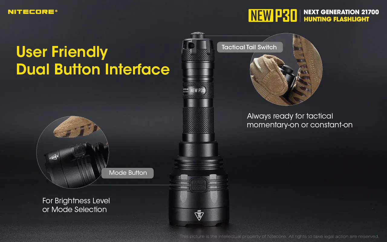 NITECORE 1000 LUMENS LONG THROW HUNTING FLASHLIGHT (P30)