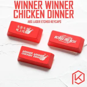 Novelty Shine Through Keycaps ABS Etched Shine-Through winner winner chicken dinner pubg red for mechanical keyboard enter 2.25u