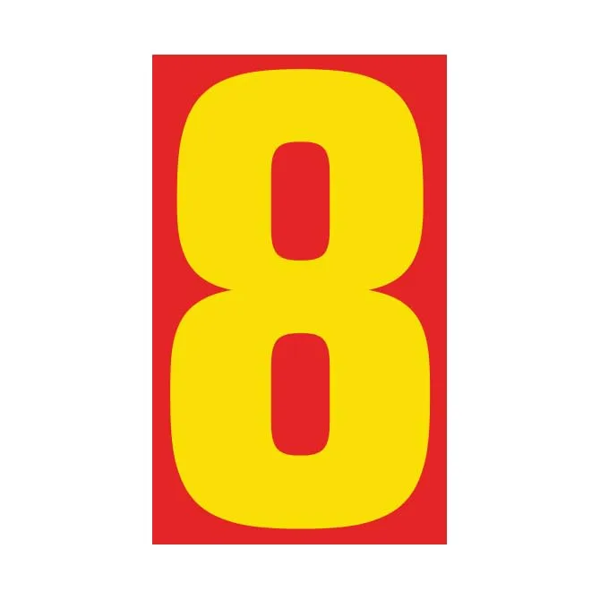 Number Window Stickers - Red & Yellow Car Dealer Number Stickers - Durable, Weatherproof Vinyl with Easy On/Off Adhesive - Back Slit for Seamless Installation - 9-1/2"