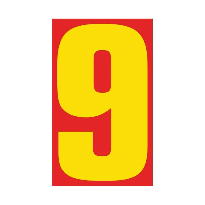 Number Window Stickers - Red & Yellow Car Dealer Number Stickers - Durable, Weatherproof Vinyl with Easy On/Off Adhesive - Back Slit for Seamless Installation - 9-1/2"