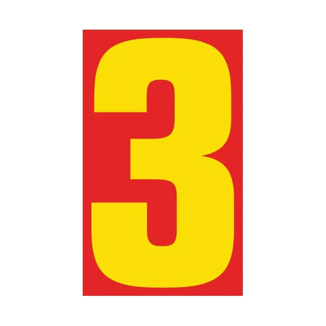 Number Window Stickers - Red & Yellow Car Dealer Number Stickers - Durable, Weatherproof Vinyl with Easy On/Off Adhesive - Back Slit for Seamless Installation - 9-1/2"