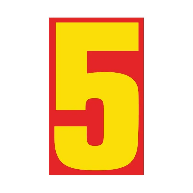 Number Window Stickers - Red & Yellow Car Dealer Number Stickers - Durable, Weatherproof Vinyl with Easy On/Off Adhesive - Back Slit for Seamless Installation - 9-1/2"