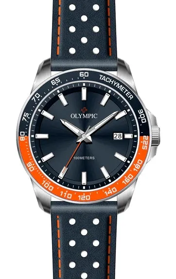 OLYMPIC GENTS BLUE / ORANGE BLUE LEATHER BAND 29224