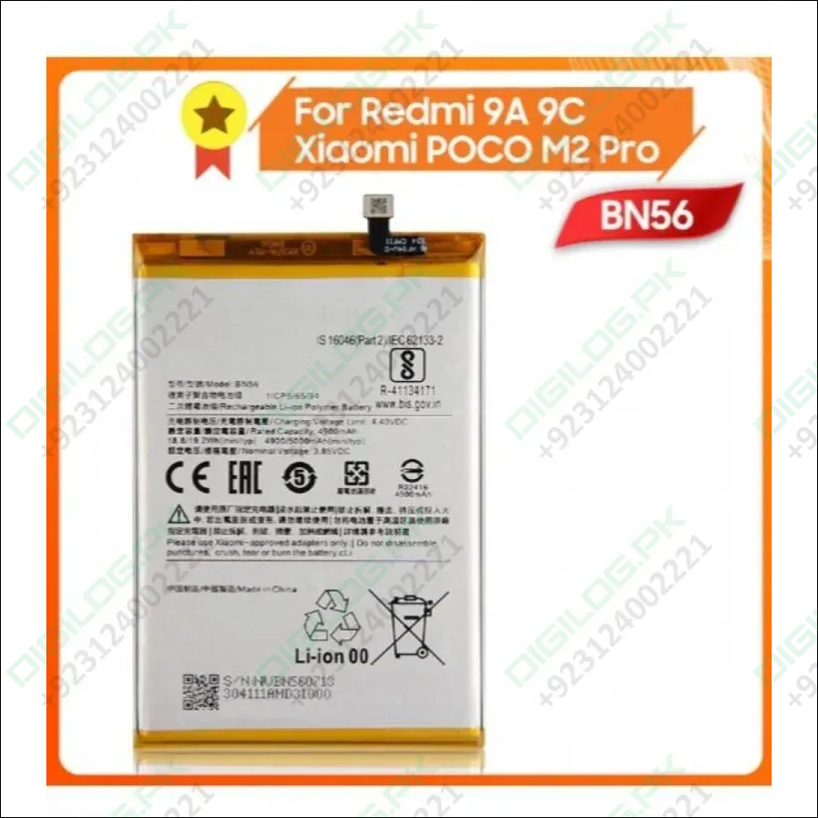 Original Xiaomi Redmi 9a 9c Poco M2 Pro Battery Replacement Bn56 Battery With 5000mah Capacity Silver