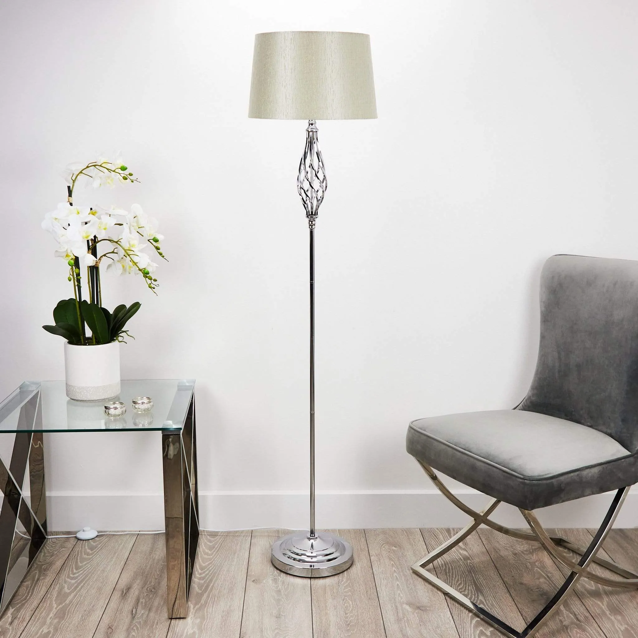 Pacific Jenna Chrome Floor Lamp