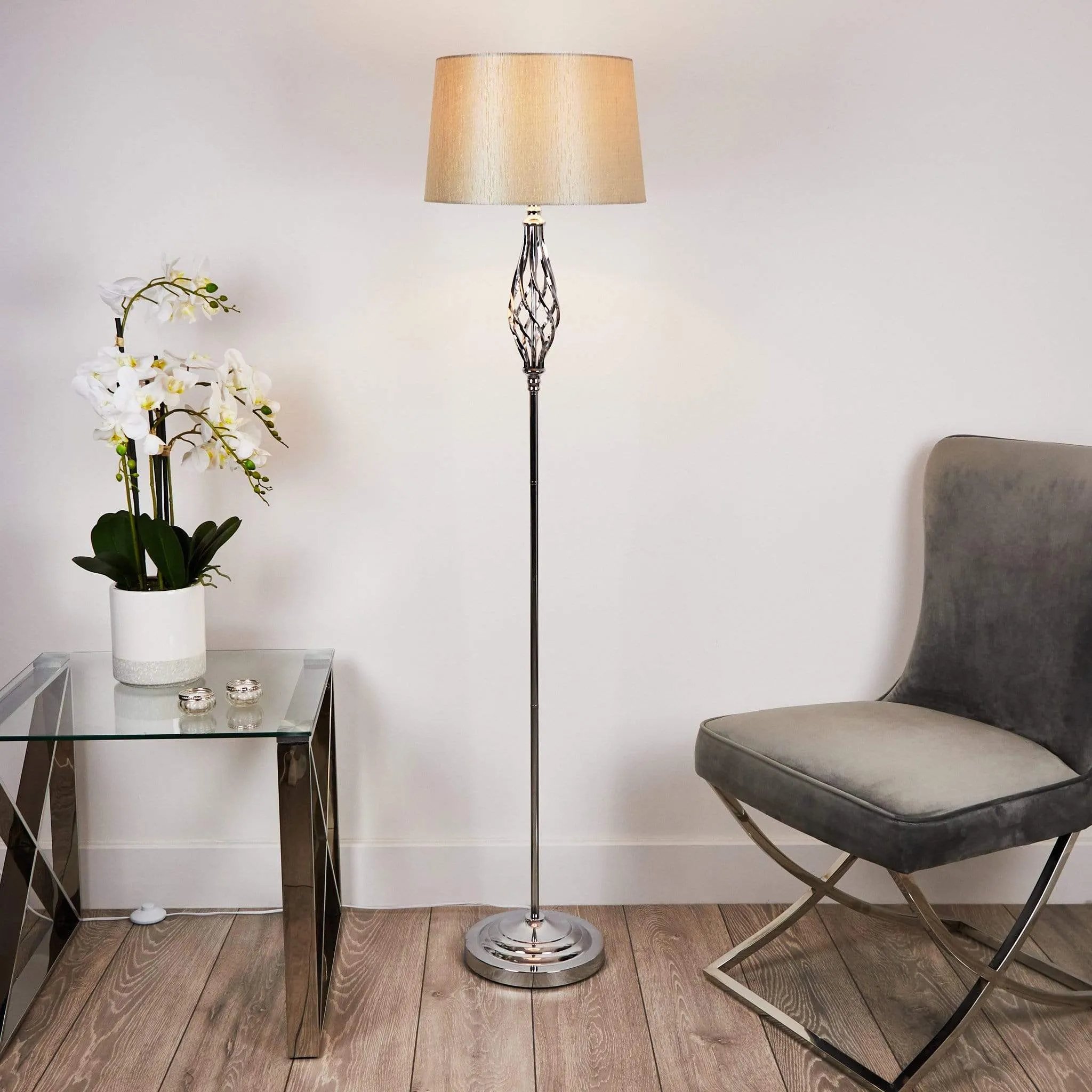 Pacific Jenna Chrome Floor Lamp