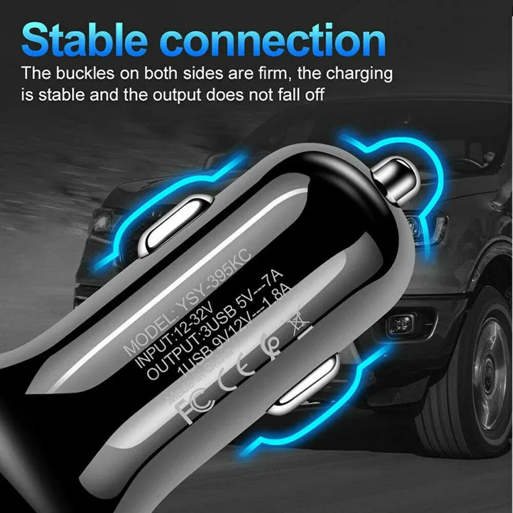 PBG 3 Port White USB Fast LED Car Charger and Charger Compatible for Iphone USB Cable Combo