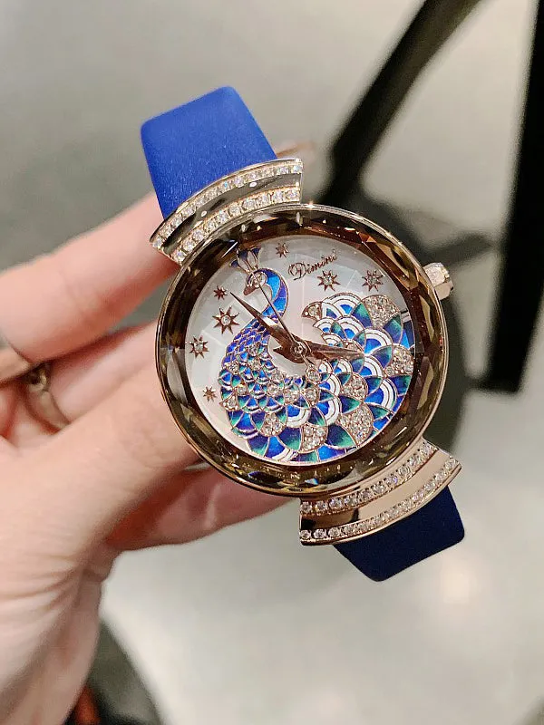 Peacock Pattern Leather Women's Watch