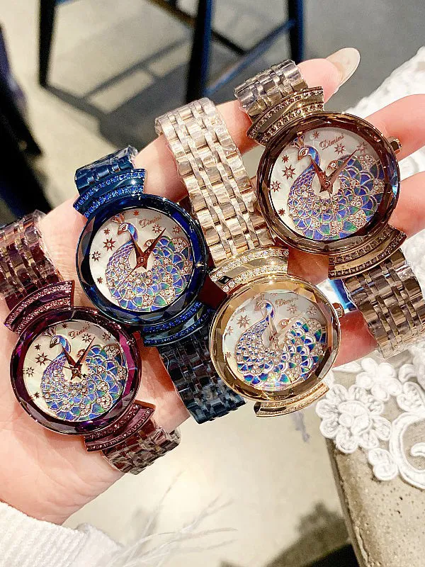 Peacock Pattern Stainless steel Women's Watch