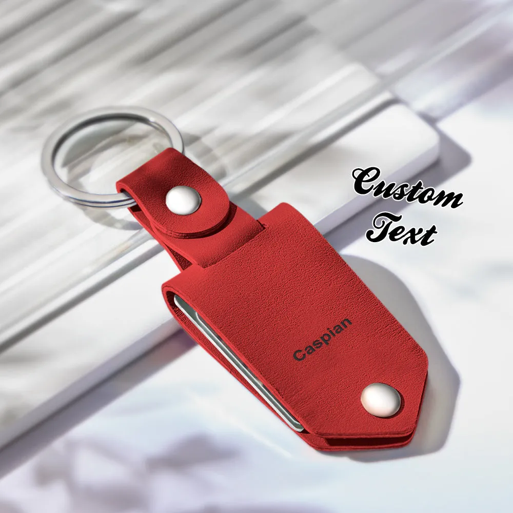 Personalized Leather Photo Keychain Custom Engraved Text Commemorative Keychain Anniversary Gifts