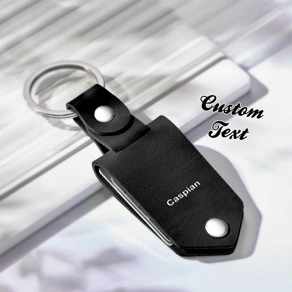 Personalized Leather Photo Keychain Custom Engraved Text Commemorative Keychain Anniversary Gifts