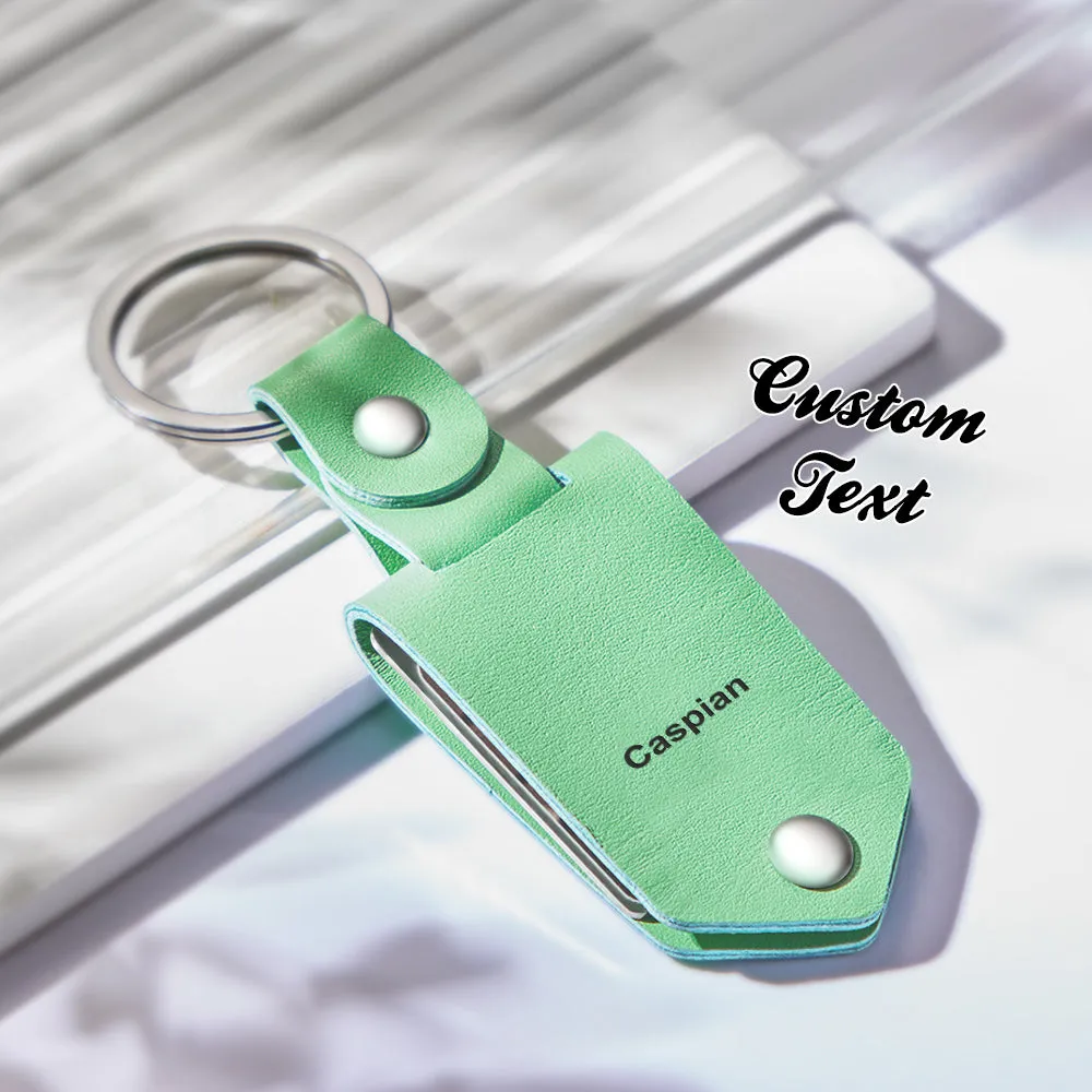 Personalized Leather Photo Keychain Custom Engraved Text Commemorative Keychain Anniversary Gifts