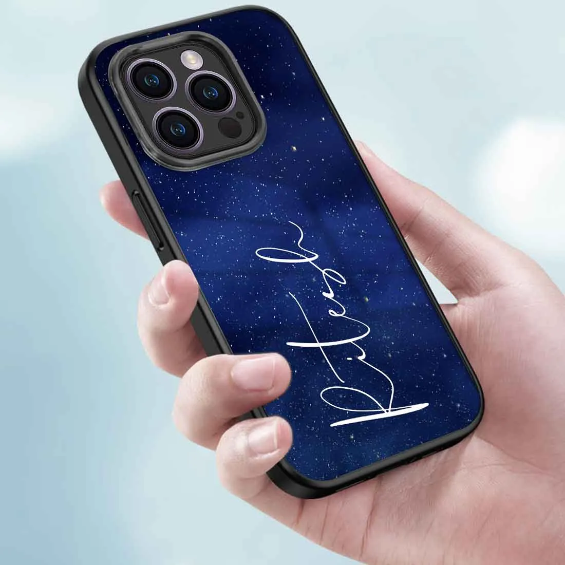 Personalized Mobile Cover iPhone 14 Pro Case With Calligraphy Name - Stars