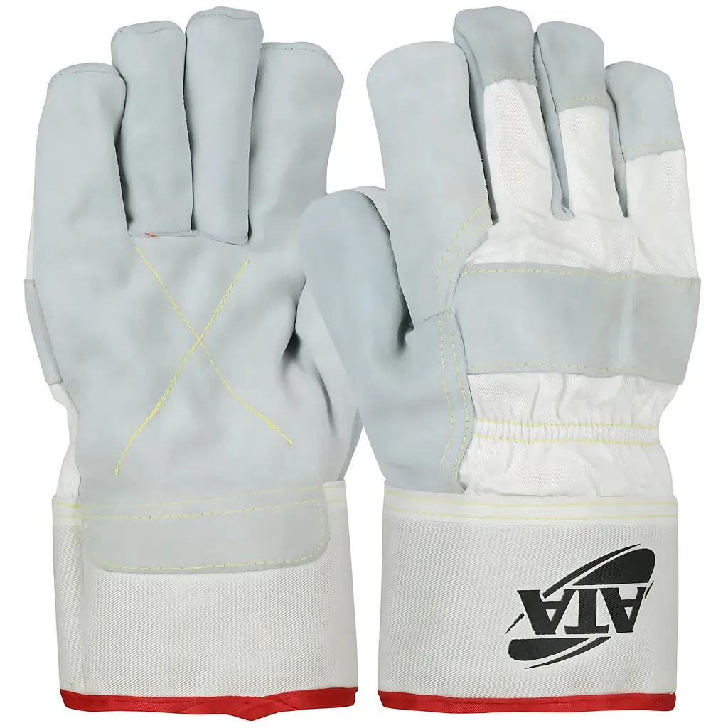 PIP MJVATA-XXL Split Cowhide Leather Palm Glove with Canvas Back and ATA Technology Lining - Safety Cuff